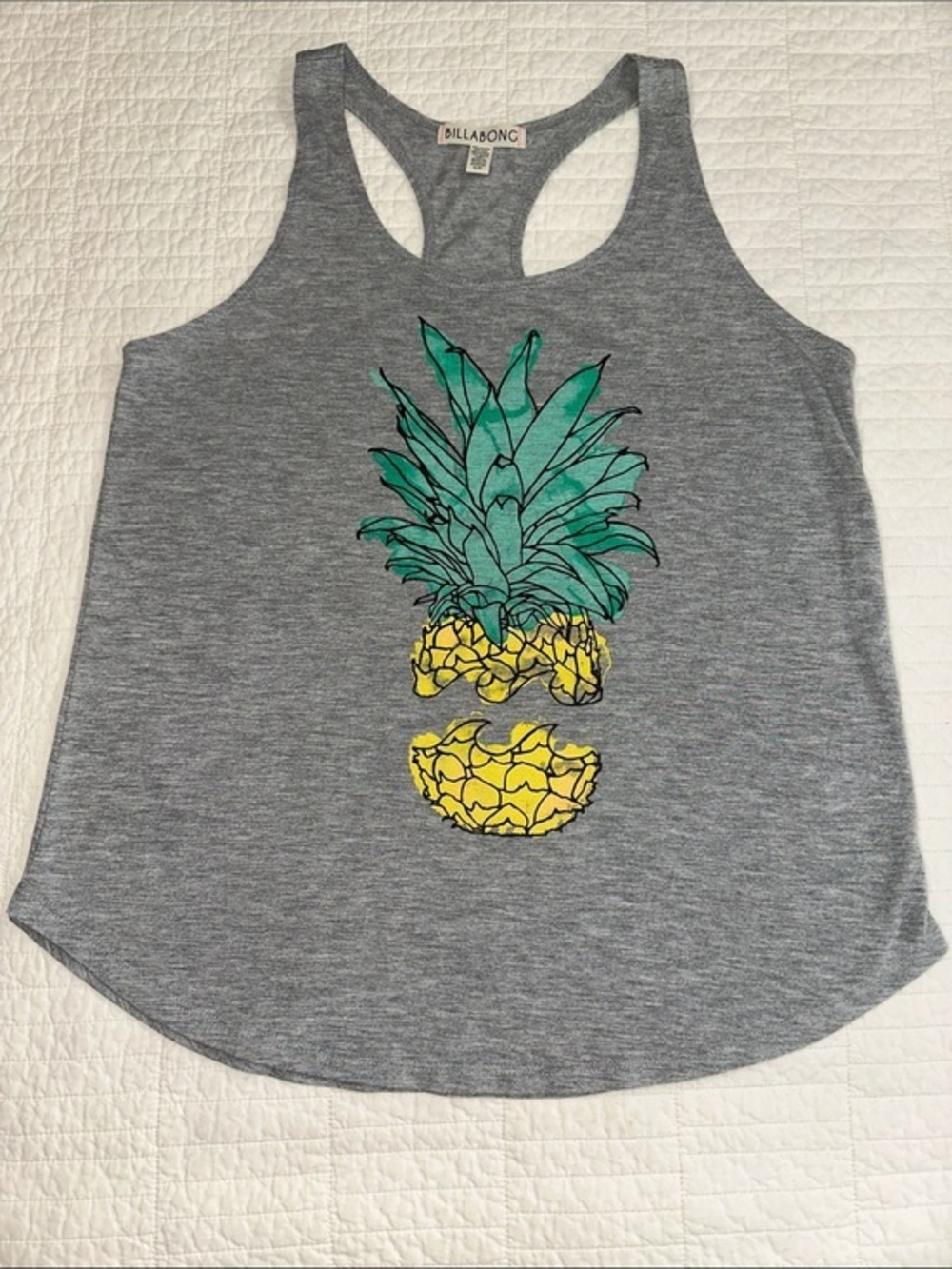Billabong Small Women's Gray Pineapple Racerback Tank Like New